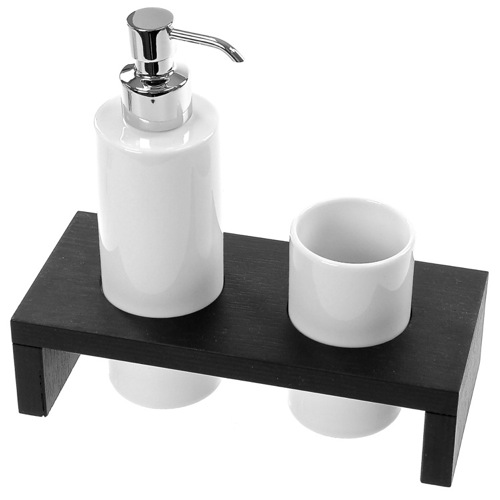 Soap Dispenser,Toothbrush Holder, Gedy 3399-78, Wenge Soap Dispenser and Tumbler Combo 3399-78